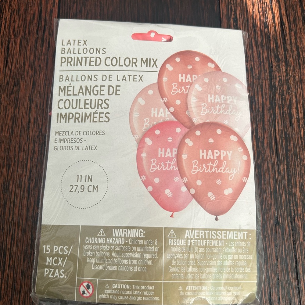 Party City Happy Birthday Latex Balloons - Pink and Red